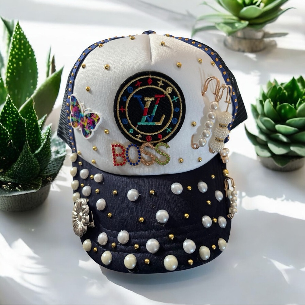 Black and White Fashionable Hats with Embellishments
